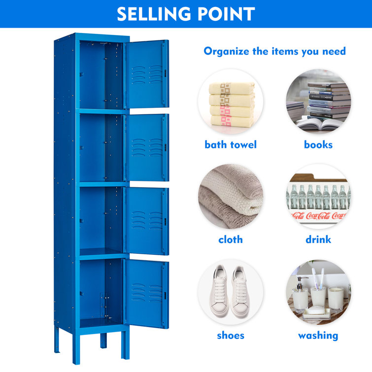 Metal 4 - Tier 12'' Employee Locker with Padlock